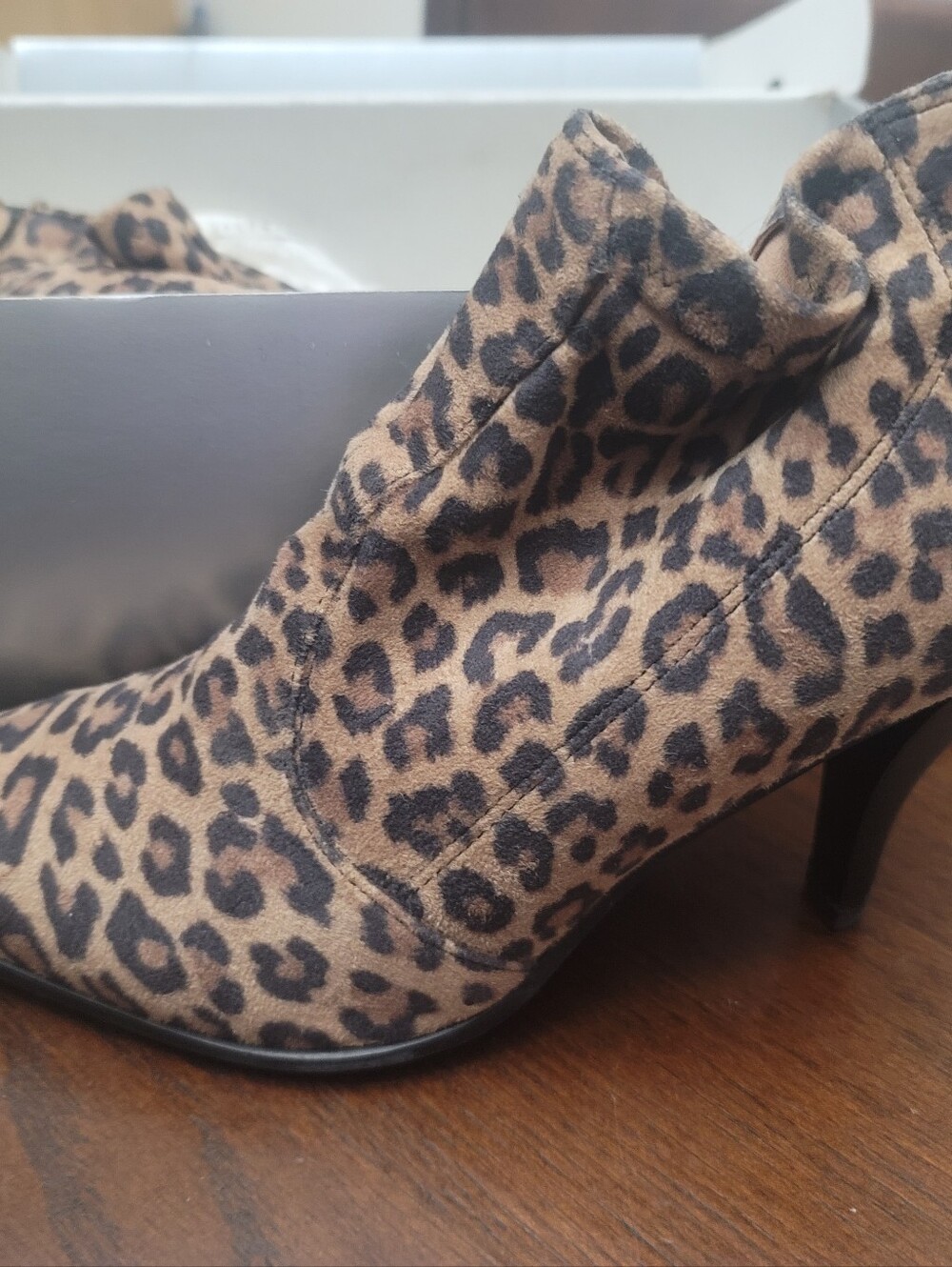 Stylish Franco Sarto Leopard Print Women's Ankle Boots- Taupe/Black Size: 7.5M